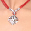 Silver Plated Samastham Coral Zircon Necklace Set