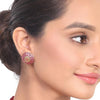 Gold Plated Samastham Ruby Dome Pendant Set