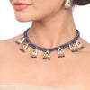 Gold Plated Samastham Blue Zircon Necklace Set