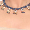 Gold Plated Samastham Blue Zircon Necklace Set