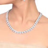 Silver Plated Samastham Aqua Zircon Necklace Set