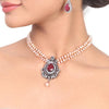 Silver Plated Samastham Ruby  Victorian Choker Set