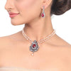 Silver Plated Samastham Ruby  Victorian Choker Set