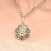 Gold Plated Samastham Fluorite Kundan Pendant Set