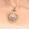 Gold Plated Samastham Red Green Kundan Necklace Set