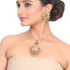 Gold Plated Samastham Red Green Kundan Necklace Set