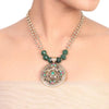 Gold Plated Samastham Green Kundan Medallion Set