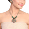 Gold Plated Samastham Green Kundan Medallion Set
