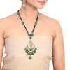 Gold Plated Samastham Blue Green Peacock Kundan Necklace Set
