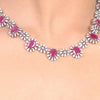 Silver Plated Samastham Victorian Ruby Floral Set