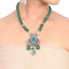 Silver Plated Samastham Green Victorian Necklace Set