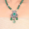Silver Plated Samastham Green Victorian Necklace Set