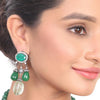 Silver Plated Samastham Green Victorian Necklace Set
