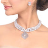 Silver Plated Samastham Zircon Collar Necklace Set