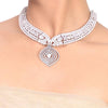 Silver Plated Samastham Zircon Collar Necklace Set