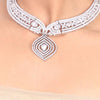 Silver Plated Samastham Zircon Collar Necklace Set