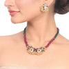Gold Plated Samastham Peacock Red Green Necklace Set