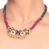 Gold Plated Samastham Peacock Red Green Necklace Set