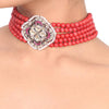 Silver Plated Samastham Kundan Coral Choker Set