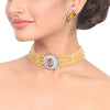 Silver Plated Samastham Zircon Citrine Choker Set