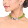 Silver Plated Samastham Green Zircon Plaited Necklace Set