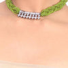 Silver Plated Samastham Green Zircon Plaited Necklace Set