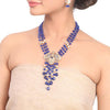 Gold Plated Samastham Blue Peacock Tassel Set