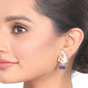 Gold Plated Samastham Blue Peacock Tassel Set