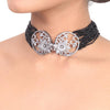 Silver Plated Samastham Floral Zircon Choker Set