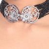 Silver Plated Samastham Floral Zircon Choker Set