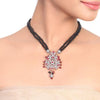 Silver & Gold Plated Samastham Ruby Black Victorian Necklace Set