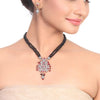 Silver & Gold Plated Samastham Ruby Black Victorian Necklace Set