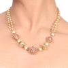 Gold Plated Samastham Ruby Zircon Balls Necklace Set