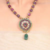 Gold Plated Samastham Ruby Green Zircon Pendant Set