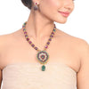 Gold Plated Samastham Ruby Green Zircon Pendant Set