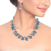 Silver Plated Samastham Aqua Topaz Necklace Set