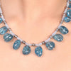 Silver Plated Samastham Aqua Topaz Necklace Set