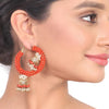 Gold Plated Kundala Red Jhumki Chandbali Earrings