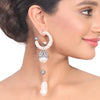 Silver Plated Kundala Baroque Zircon Bali Earrings