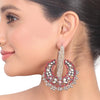 Silver Plated Kundala Kundan Chandbali Hoop Earrings
