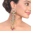 Gold Plated Kundala Kundan Shoulder Duster Jhumkis