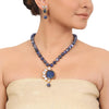 Gold Plated Taraash  Lapis Zircon Necklace Set