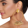GOLD PLATED SHRUTIPAT GOLD CITRINE HOOP EARRINGS