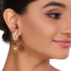 GOLD PLATED TEEJ RED KUNDAN EARRINGS