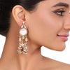 GOLD PLATED TEEJ PEARL KUNDAN EARRINGS