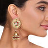 GOLD PLATED SHRUTIPAT GREEN & RED KUNDAN JHUMI EARRINGS