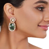 GOLD PLATED SHRUTIPAT GREEN KUNDAN EARRINGS