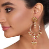 GOLD PLATED SHRUTIPAT RED KUNDAN HOOP EARRINGS