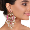 GOLD PLATED SHRUTIPAT KUNDAN CHANDBALIS EARRINGS