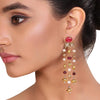 GOLD PLATED SHRUTIPAT RED KUNDAN EARRINGS